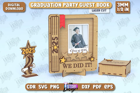 Graduation Party Guest Books Bundle | Grad Guestbook | Grad Wishes | Template Grad Dropbox | CNC Files SVG The T Store Design 