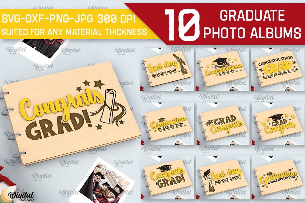 Graduation Photo Albums Laser Cut Bundle. Memory Books SVG - So Fontsy