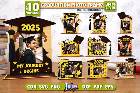 Graduation Photo Frame Bundle | Tabletop Photo Frame | Gift Idea | Grad 2025 | CNC Files SVG The T Store Design 