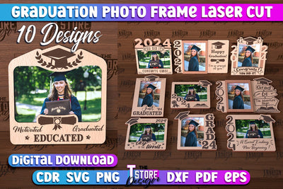 Graduation Photo Frame Laser Cut Bundle | Photo Frame Design | CNC File SVG The T Store Design 