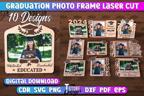 Graduation Photo Frame Laser Cut Bundle | Photo Frame Design | CNC File SVG The T Store Design 