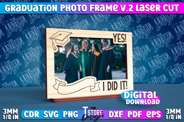 Graduation Photo Frame Laser Cut | Photo Frame Design | CNC File v.2 SVG The T Store Design 