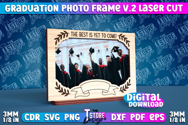Graduation Photo Frame Laser Cut | Photo Frame Design | CNC File v.2 SVG The T Store Design 