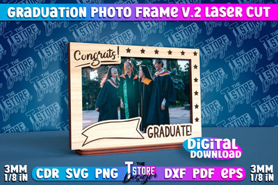 Graduation Photo Frame Laser Cut | Photo Frame Design | CNC File v.2 SVG The T Store Design 
