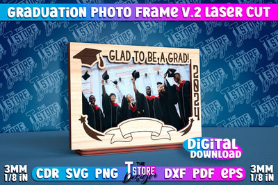 Graduation Photo Frame Laser Cut | Photo Frame Design | CNC File v.2 SVG The T Store Design 