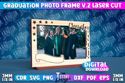 Graduation Photo Frame Laser Cut | Photo Frame Design | CNC File v.2 SVG The T Store Design 