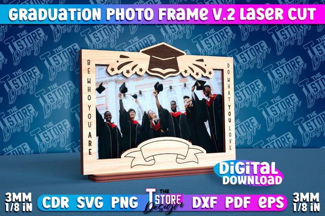 Graduation Photo Frame Laser Cut | Photo Frame Design | CNC File v.2 SVG The T Store Design 