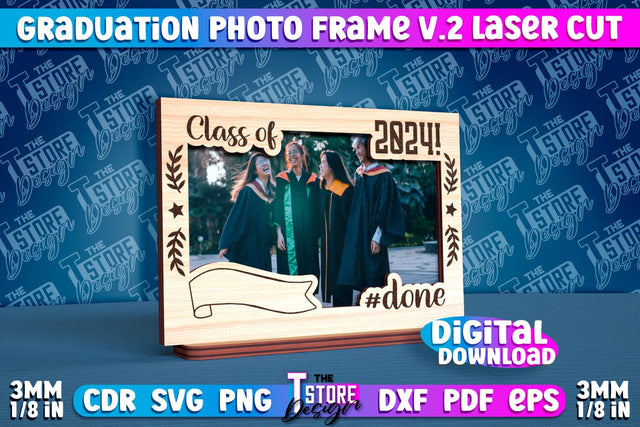 Graduation Photo Frame Laser Cut | Photo Frame Design | CNC File v.2 SVG The T Store Design 