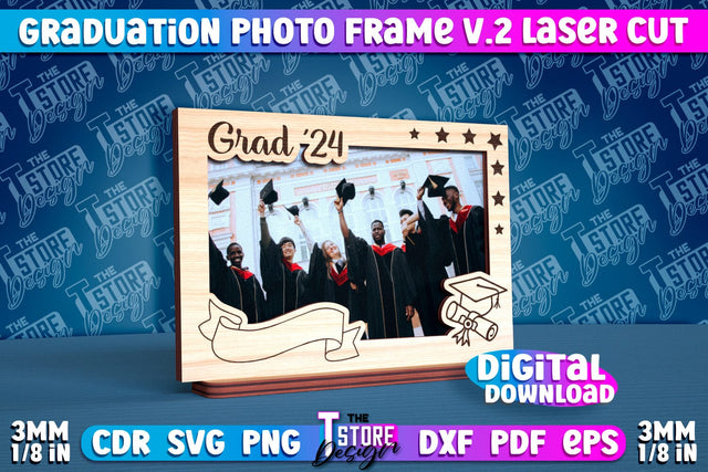 Graduation Photo Frame Laser Cut | Photo Frame Design | CNC File v.2 SVG The T Store Design 