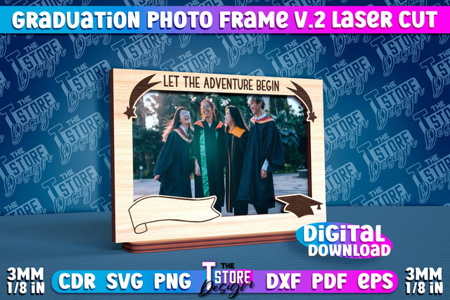 Graduation Photo Frame Laser Cut | Photo Frame Design | CNC File v.2 SVG The T Store Design 