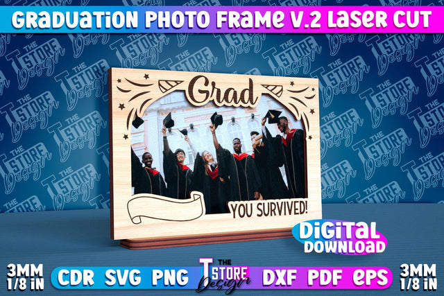 Graduation Photo Frame Laser Cut | Photo Frame Design | CNC File v.2 SVG The T Store Design 