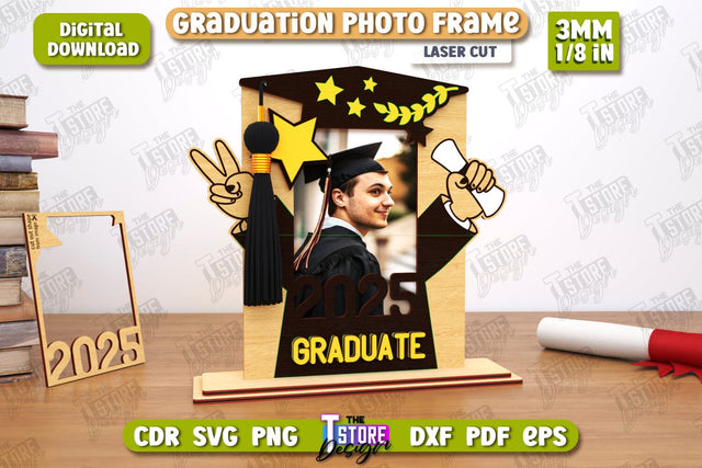 Graduation Photo Frame | Tabletop Photo Frame | Gift Idea | Grad 2025 | CNC File SVG The T Store Design 