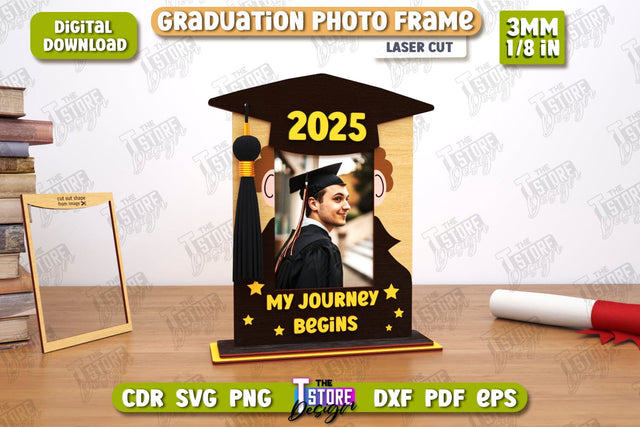 Graduation Photo Frame | Tabletop Photo Frame | Gift Idea | Grad 2025 | CNC File SVG The T Store Design 
