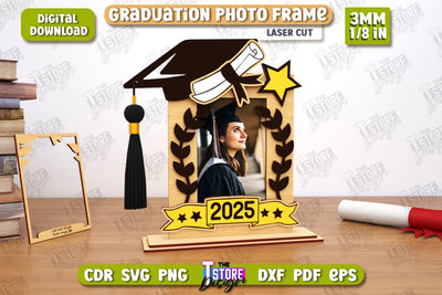 Graduation Photo Frame | Tabletop Photo Frame | Gift Idea | Grad 2025 | CNC File SVG The T Store Design 