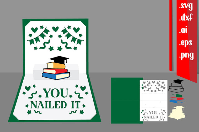 Graduation Popup Card DIY with Envelope SVG zafrans studio 