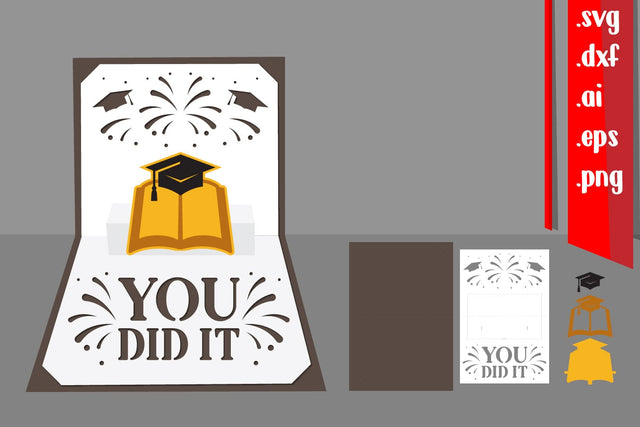Graduation Popup Card DIY with Envelope SVG zafrans studio 