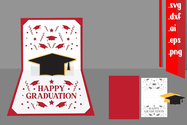 Graduation Popup Card DIY with Envelope SVG zafrans studio 
