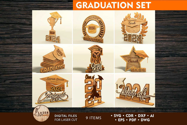 Graduation Set Decorative Laser Cut Files SVG LaserCutano 