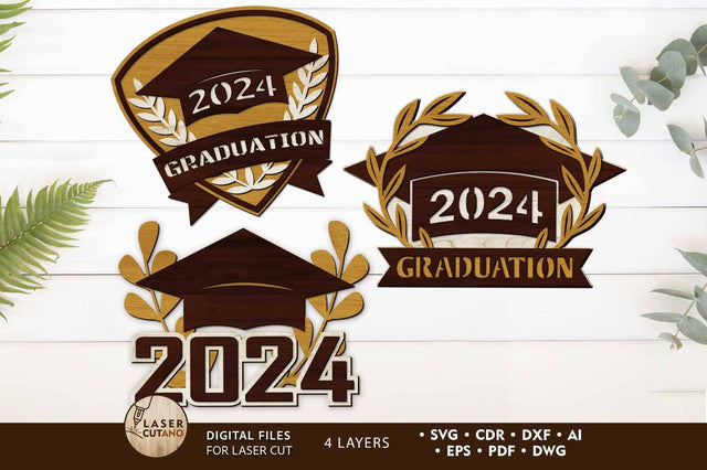 Graduation Set Decorative Templates SVG LaserCutano 