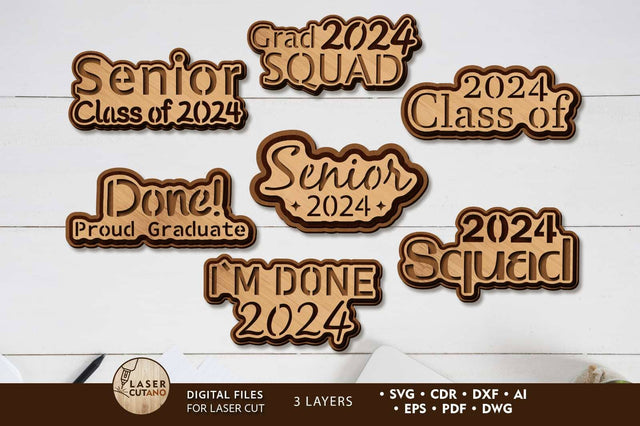 Graduation SET Multilayer Decor Templates SVG LaserCutano 