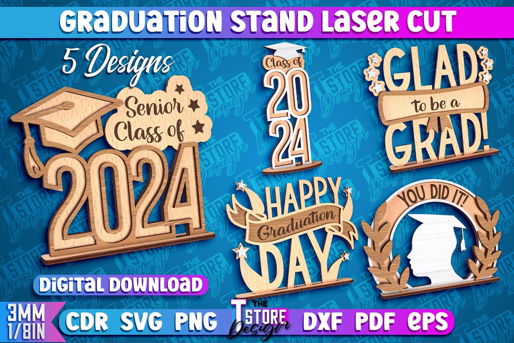 Graduation Cnc Vector Design Graduation Stand Laser Cut | Grad 2024 Stand Design | CNC Files - So Fontsy