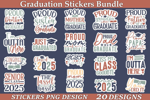 Graduation Sticker Bundle, PNG Design SVG akazaddesign 