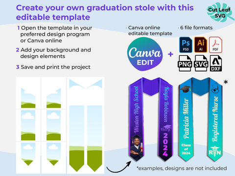 Graduation Stole Template, Stole Template, Stole Template Svg, Graduation Template Sublimation CutLeafSvg 