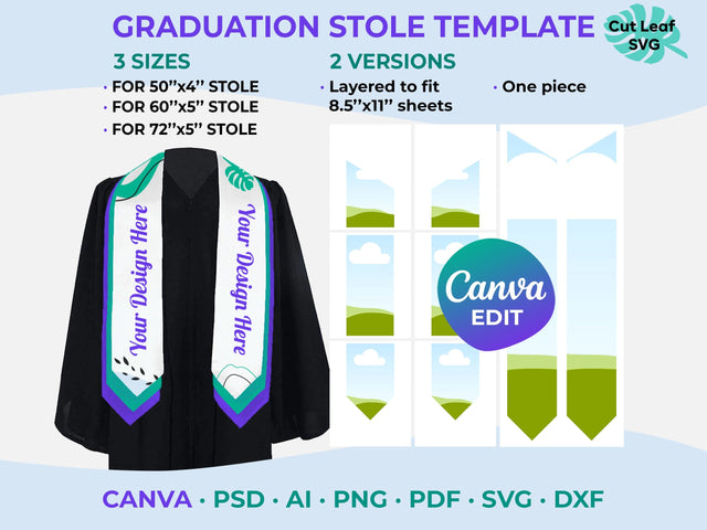 Graduation Stole Template, Stole Template, Stole Template Svg, Graduation Template Sublimation CutLeafSvg 
