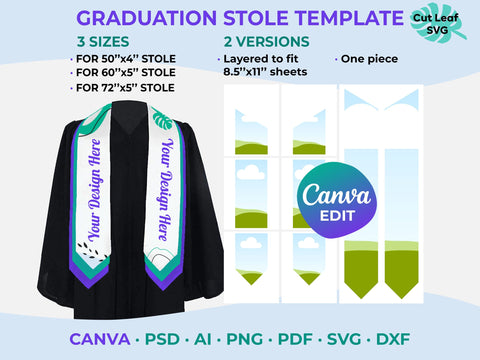 Graduation Stole Template, Stole Template, Stole Template Svg, Graduation Template Sublimation CutLeafSvg 