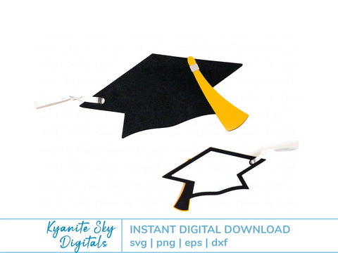 Graduation Tag SVG grad cap tassel shape gift tag SVG Kyanite Sky Digitals 