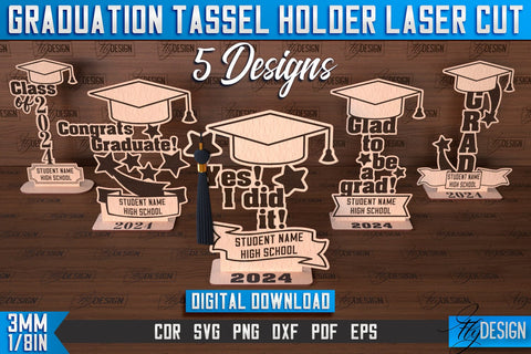 Graduation Tassel Holder Bundle | Graduation 2024 Award Laser Cut SVG Fly Design 