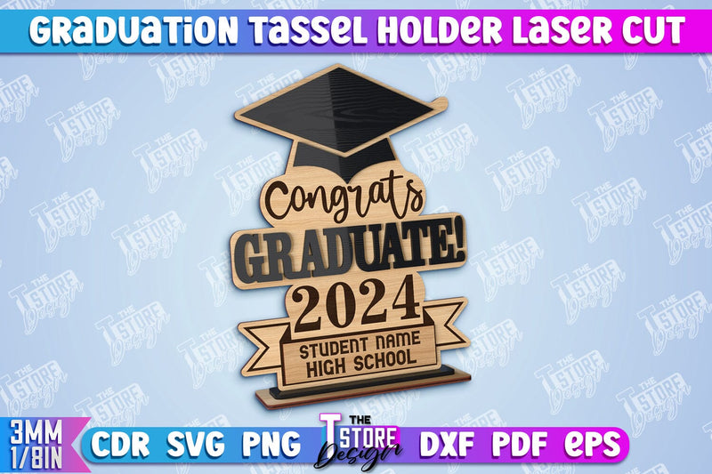 Graduation Tassel Holder Laser Cut | Graduation 2024 Award Design | CNC File SVG The T Store Design 
