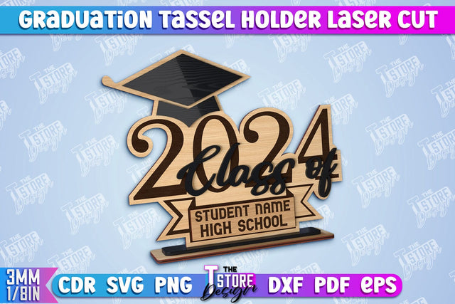 Graduation Tassel Holder Laser Cut | Graduation 2024 Award Design | CNC File SVG The T Store Design 