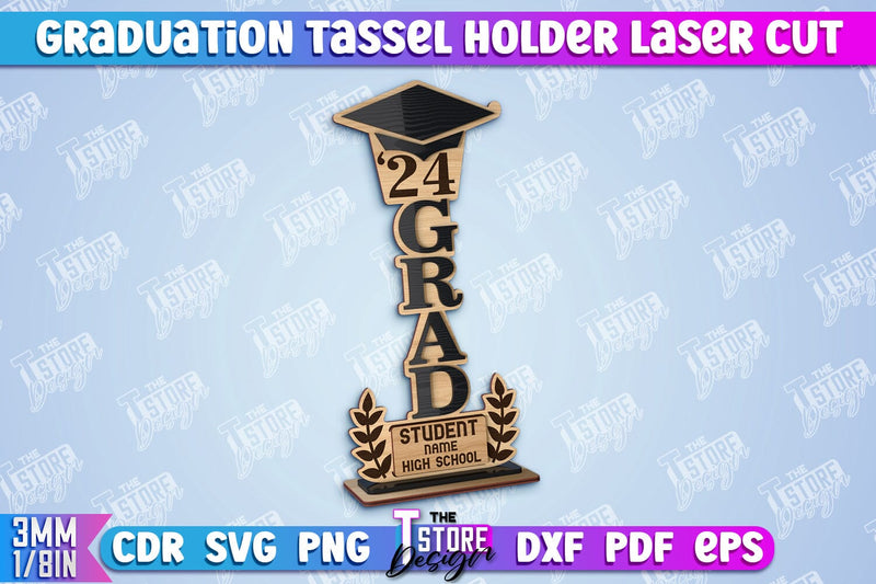 Graduation Tassel Holder Laser Cut | Graduation 2024 Award Design | CNC File SVG The T Store Design 