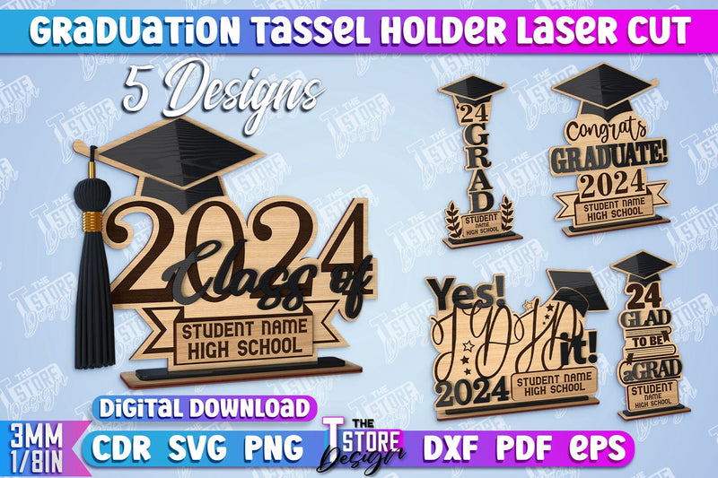 Graduation Tassel Holder Laser Cut | Graduation 2024 Award Design | CNC File SVG The T Store Design 