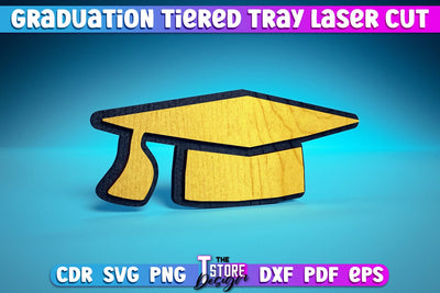 Graduation Tiered Tray Laser Cut | Tiered Tray Laser Cut Design | CNC Files SVG The T Store Design 