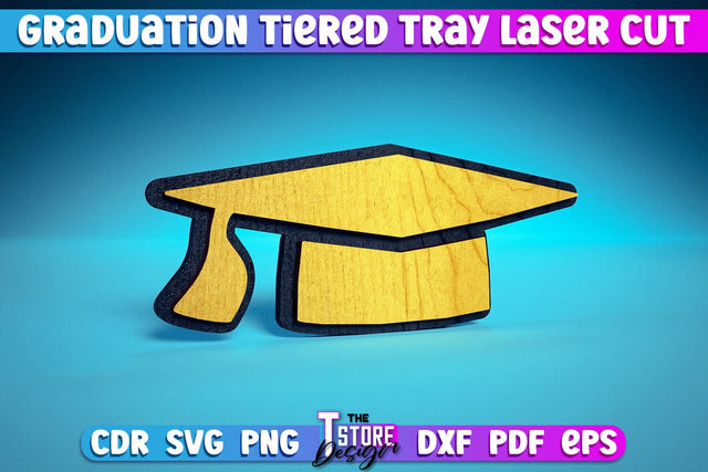 Graduation Tiered Tray Laser Cut | Tiered Tray Laser Cut Design | CNC Files SVG The T Store Design 