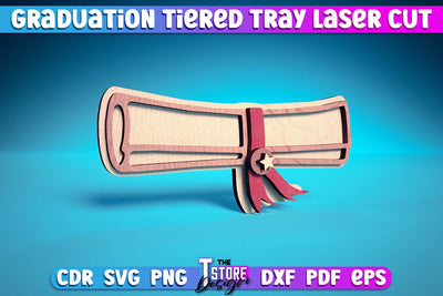 Graduation Tiered Tray Laser Cut | Tiered Tray Laser Cut Design | CNC Files SVG The T Store Design 