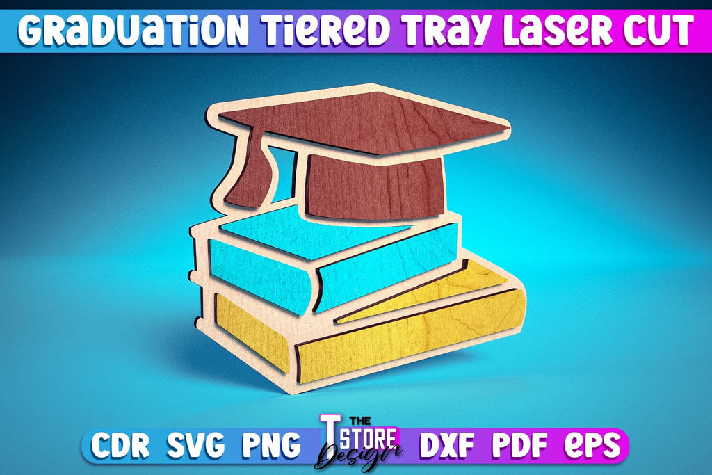 Graduation Cnc Vector Design Graduation Tiered Tray Laser Cut | Tiered Tray Laser Cut Design | CNC ...
