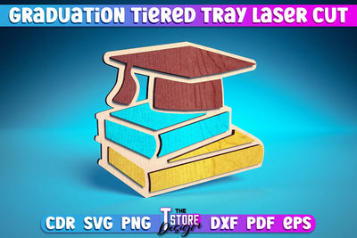 Graduation Tiered Tray Laser Cut | Tiered Tray Laser Cut Design | CNC Files SVG The T Store Design 