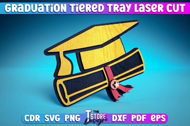 Graduation Tiered Tray Laser Cut | Tiered Tray Laser Cut Design | CNC Files SVG The T Store Design 