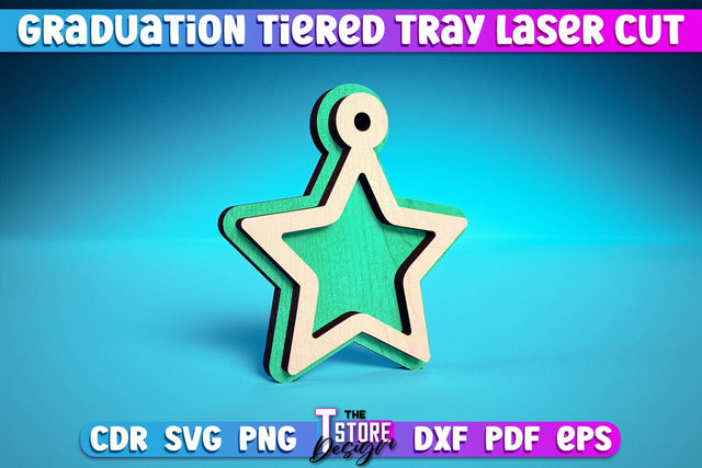 Graduation Tiered Tray Laser Cut | Tiered Tray Laser Cut Design | CNC Files SVG The T Store Design 