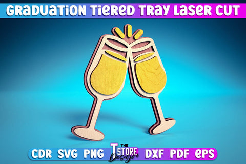 Graduation Tiered Tray Laser Cut | Tiered Tray Laser Cut Design | CNC Files SVG The T Store Design 