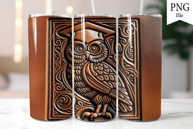 Graduation Tumbler PNG. Leather Owl Sublimation PNG Sublimation Olga Terlyanskaya 
