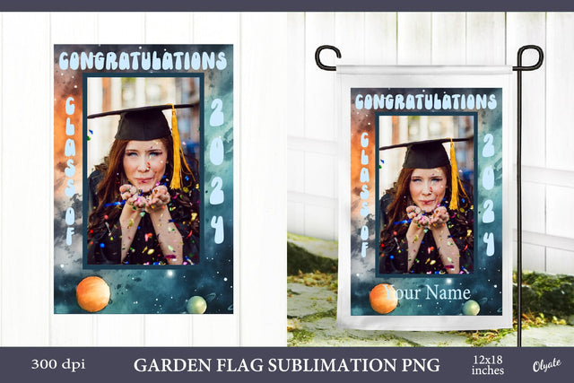 Graduations Garden Flag PNG. Space Garden Flag Sublimation Sublimation Olga Terlyanskaya 