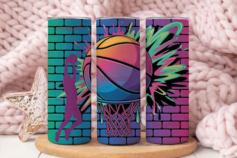 Graffiti Basketball 20oz Tumbler Wrap Sublimation DesignSVG 