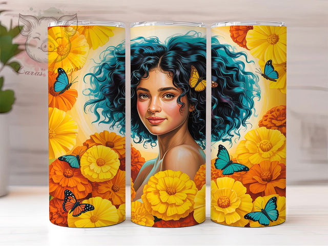 Graffiti Black Woman Tumbler, Butterflies Art, Graffiti Style, Sublimation Art, 20oz Tumbler, Bold Design, Colorful Wrap Sublimation Lara' s Designs 