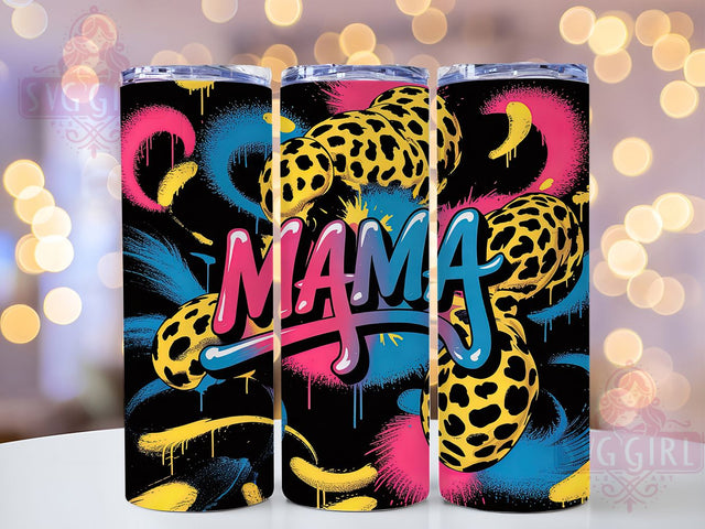 Graffiti Leopard Print Mama Tumbler Wrap, Leopard Print Tumbler, 20oz Tumbler Wrap, Sublimation Design, Urban Tumbler Wrap, Mama Tumbler, Bold Print Tumbler Sublimation SvggirlplusArt 