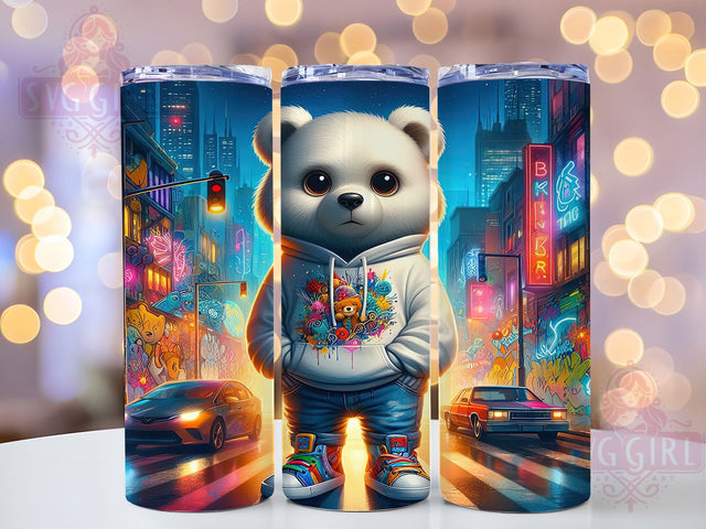Graffiti Street Teddy Tumbler, Street Art Bear Wrap, Urban Teddy Cup, 20oz Sublimation Wrap, Stylish Graffiti Design Tumbler, Artistic Teddy Street Cup, Funky Urban Theme Wrap Sublimation SvggirlplusArt 