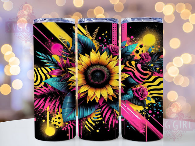 Graffiti Sunflower Street Art Tumbler, Urban Floral Sublimation, Street Art Sunflower Wrap, Bright Floral Graffiti Cup, Hipster Sunflower Drinkware, Bold Yellow Flower Design, Artistic Sunflower Sublimation SvggirlplusArt 